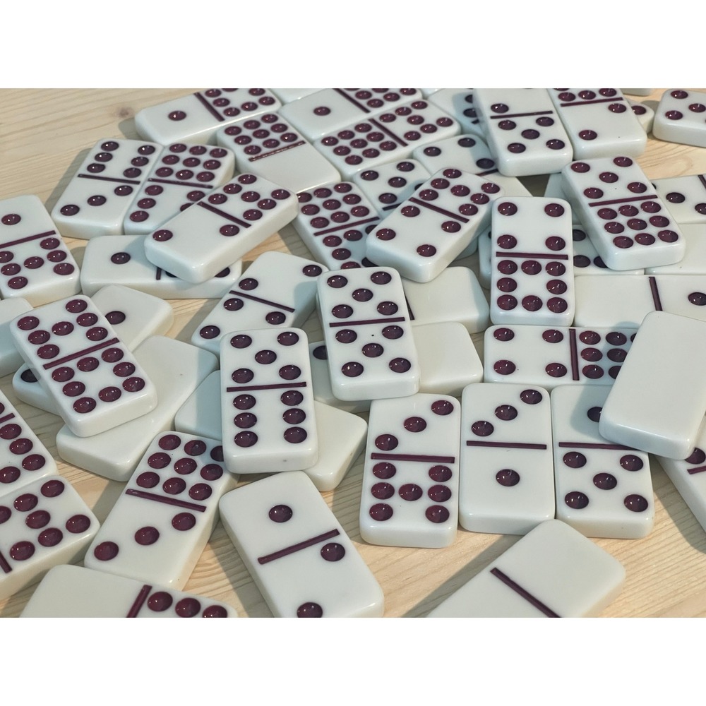 Woodfield Collection Double Nine Dominoes Set 55 Tiles Purple Wooden Box 00844